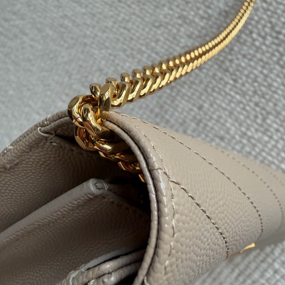 Saint Laurent Beige Quilted YSL Chain Crossbody Bag - Picture 5 of 11